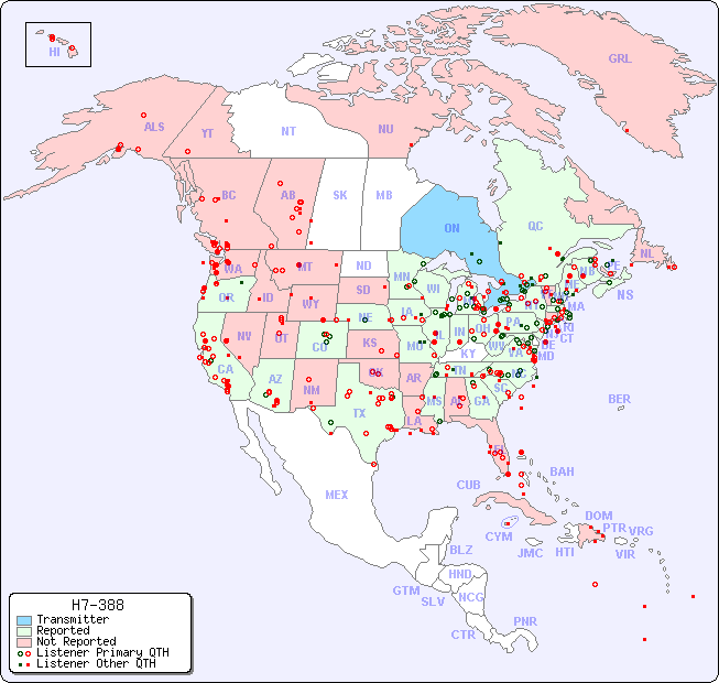 North American Reception Map for H7-388