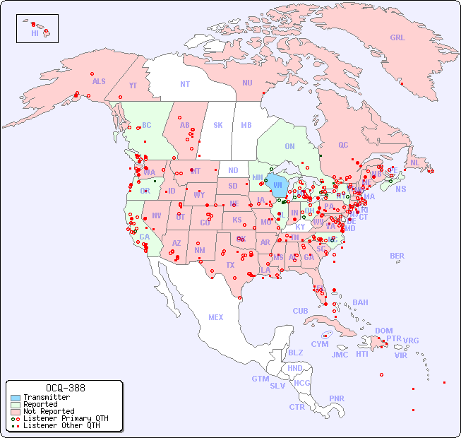 North American Reception Map for OCQ-388