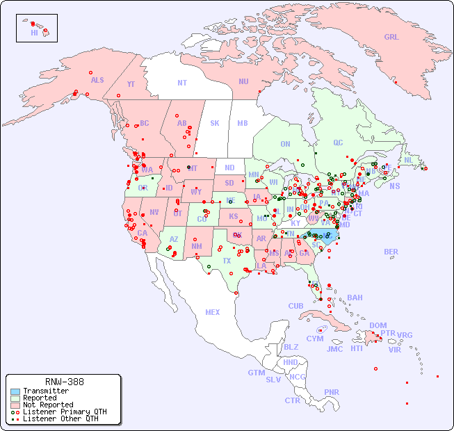 North American Reception Map for RNW-388
