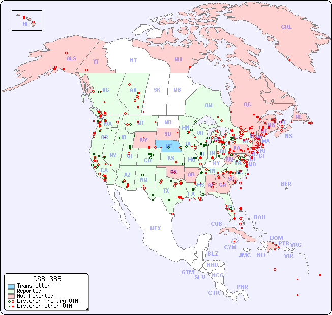 North American Reception Map for CSB-389