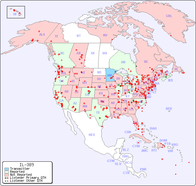 North American Reception Map for IL-389
