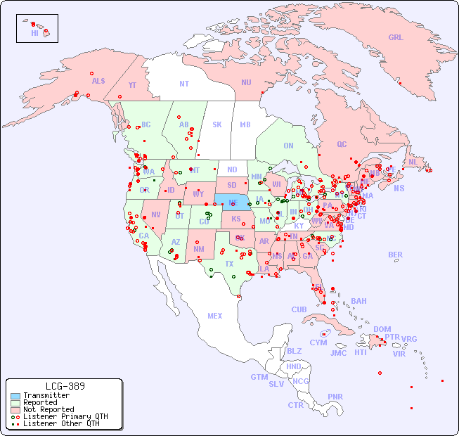 North American Reception Map for LCG-389