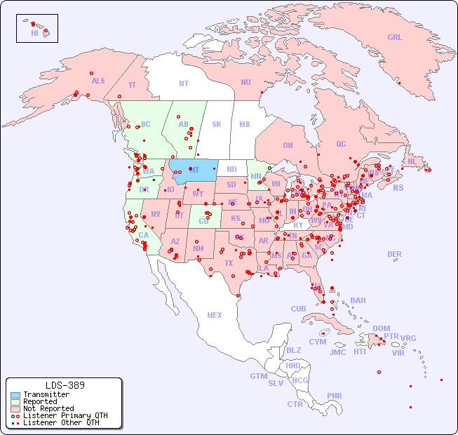 North American Reception Map for LDS-389