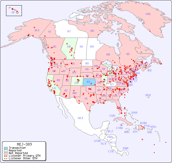 North American Reception Map for MEJ-389