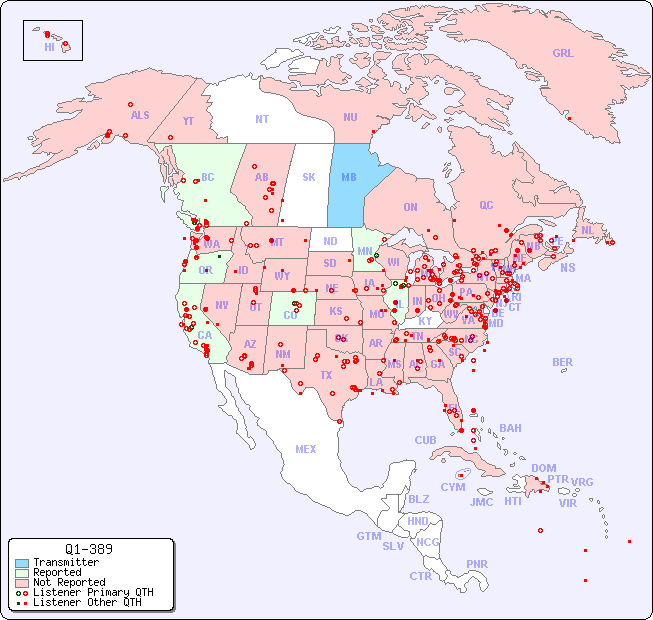 North American Reception Map for Q1-389