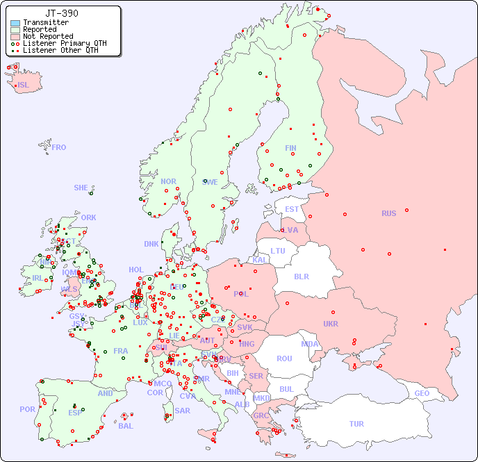 European Reception Map for JT-390
