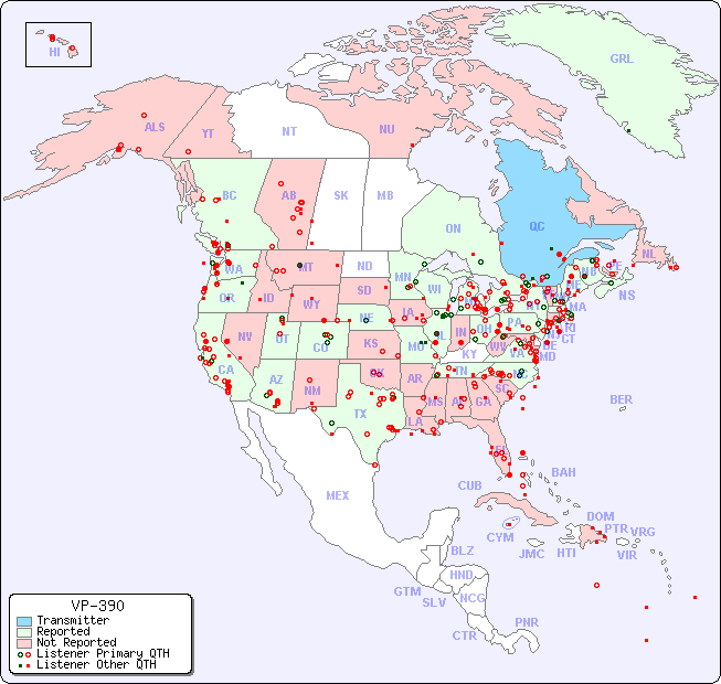 North American Reception Map for VP-390