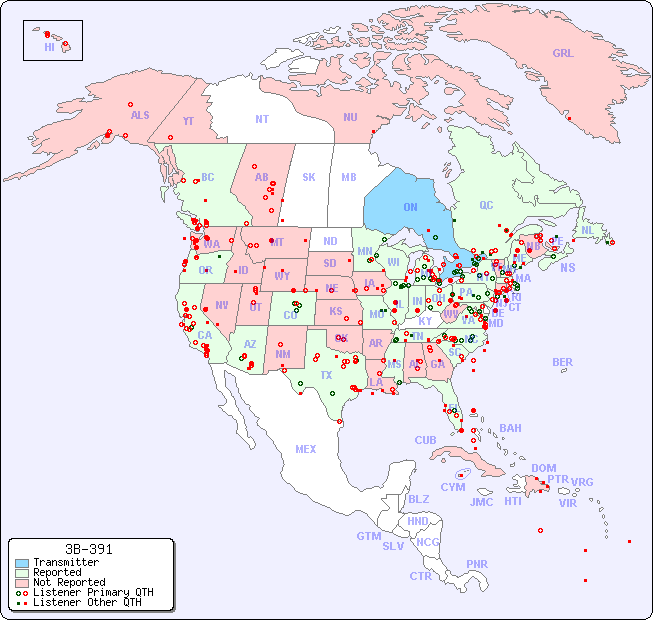 North American Reception Map for 3B-391