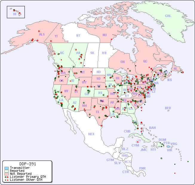 North American Reception Map for DDP-391