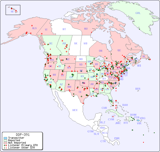 North American Reception Map for DDP-391