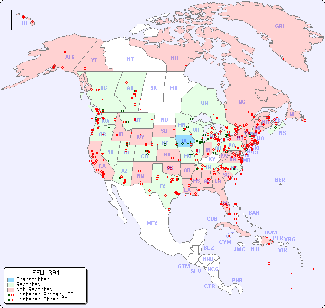 North American Reception Map for EFW-391