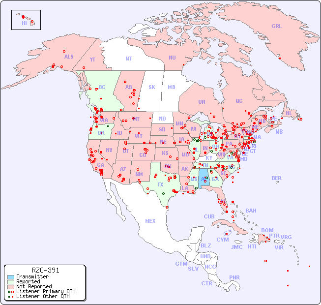 North American Reception Map for RZO-391