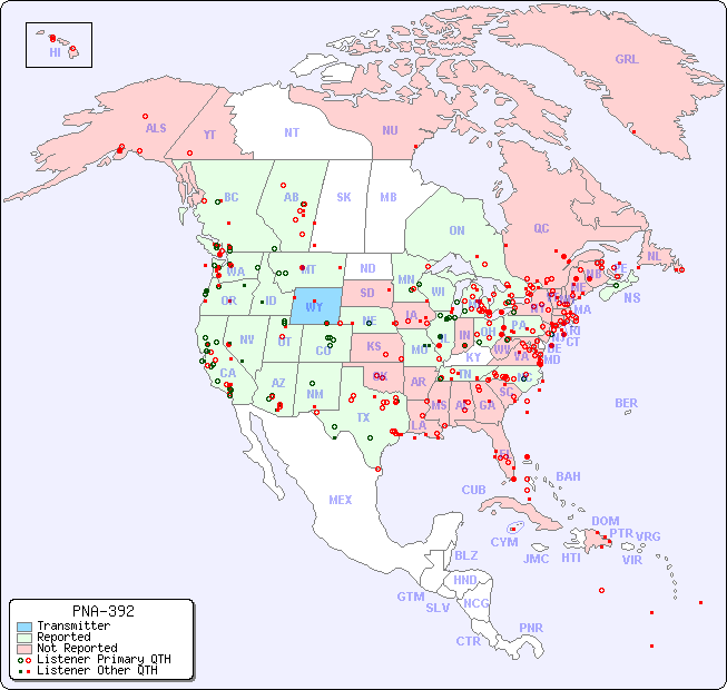 North American Reception Map for PNA-392