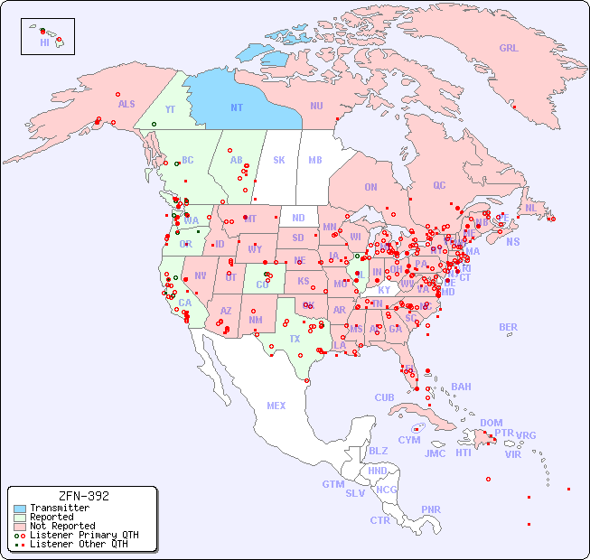 North American Reception Map for ZFN-392