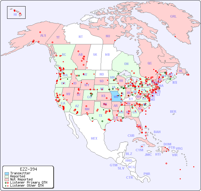 North American Reception Map for EZZ-394