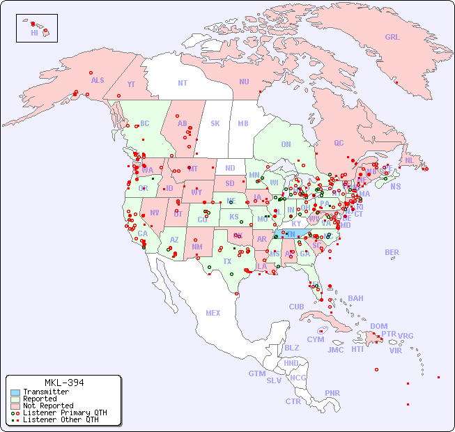 North American Reception Map for MKL-394