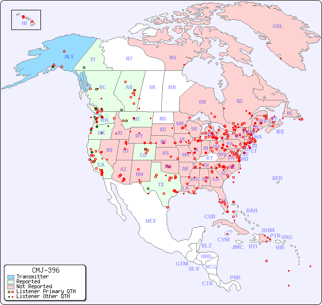 North American Reception Map for CMJ-396
