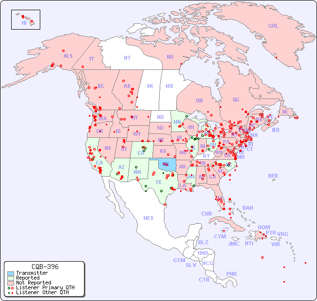 North American Reception Map for CQB-396