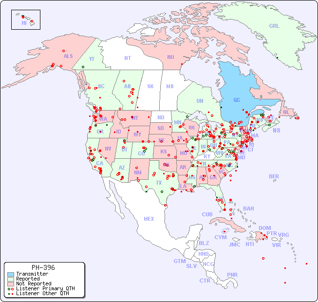 North American Reception Map for PH-396
