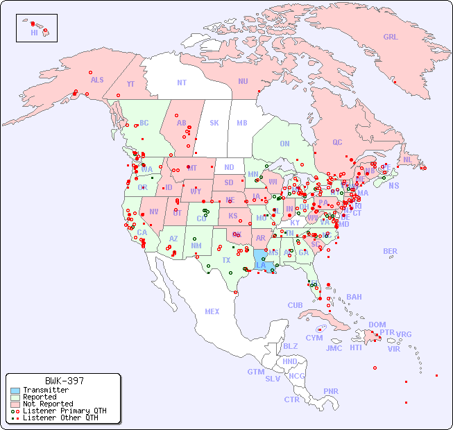 North American Reception Map for BWK-397