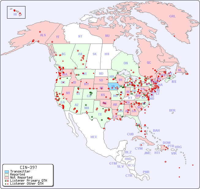 North American Reception Map for CIN-397
