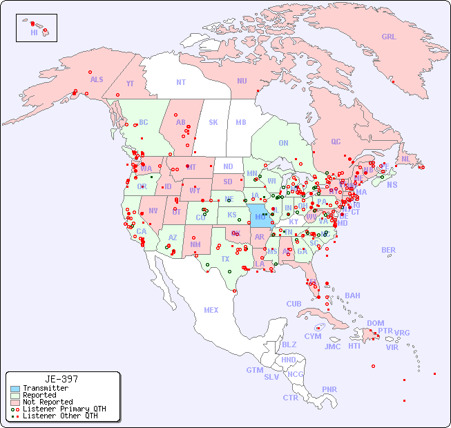 North American Reception Map for JE-397
