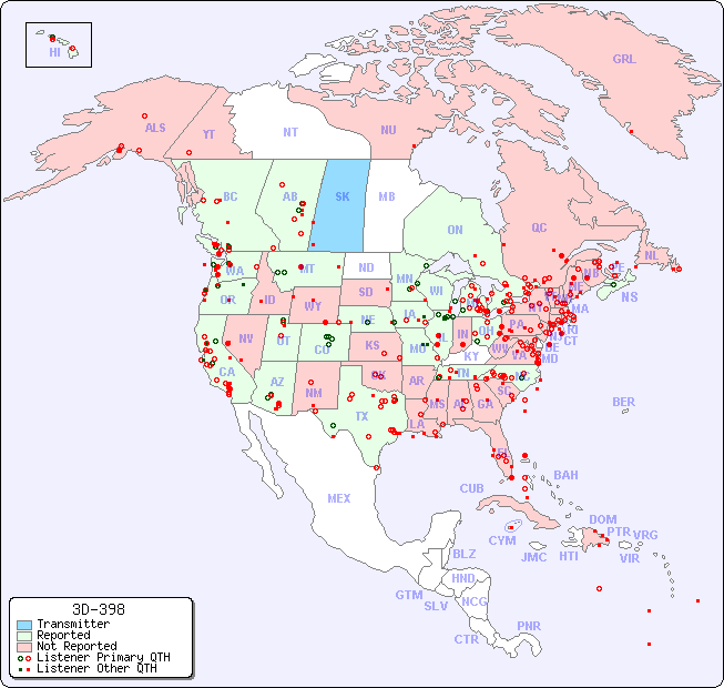 North American Reception Map for 3D-398