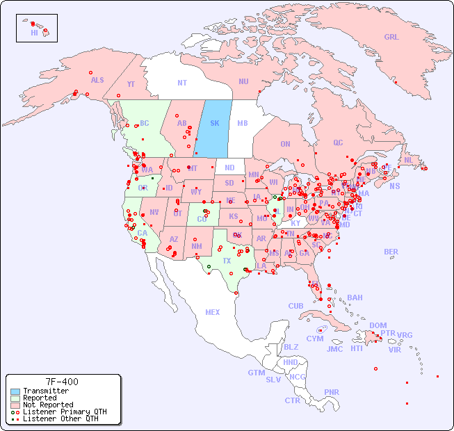 North American Reception Map for 7F-400