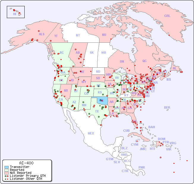 North American Reception Map for AI-400