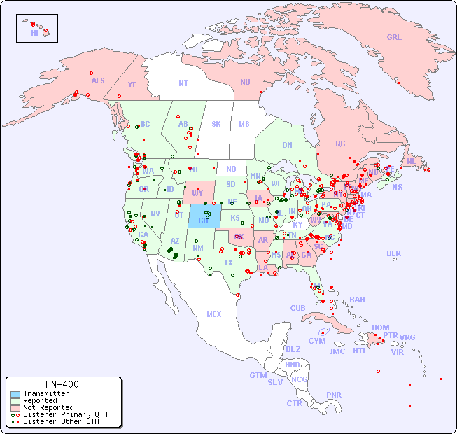 North American Reception Map for FN-400