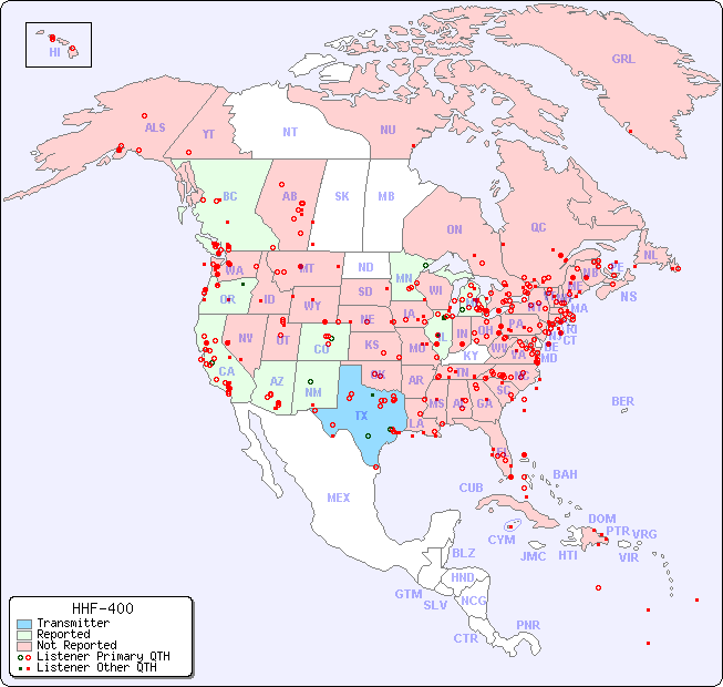 North American Reception Map for HHF-400