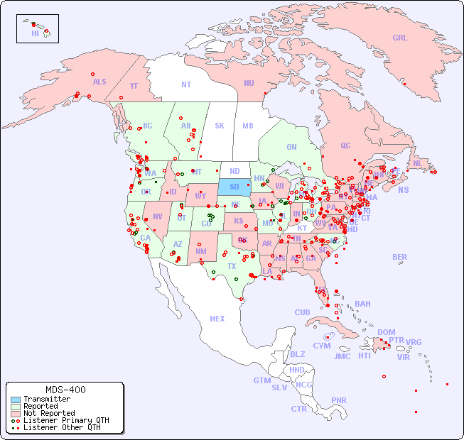 North American Reception Map for MDS-400