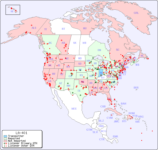 North American Reception Map for LA-401