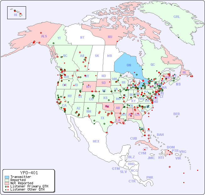 North American Reception Map for YPO-401