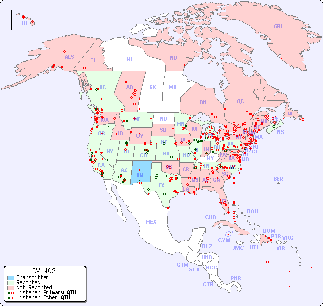 North American Reception Map for CV-402