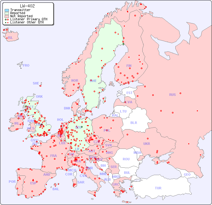 European Reception Map for LW-402