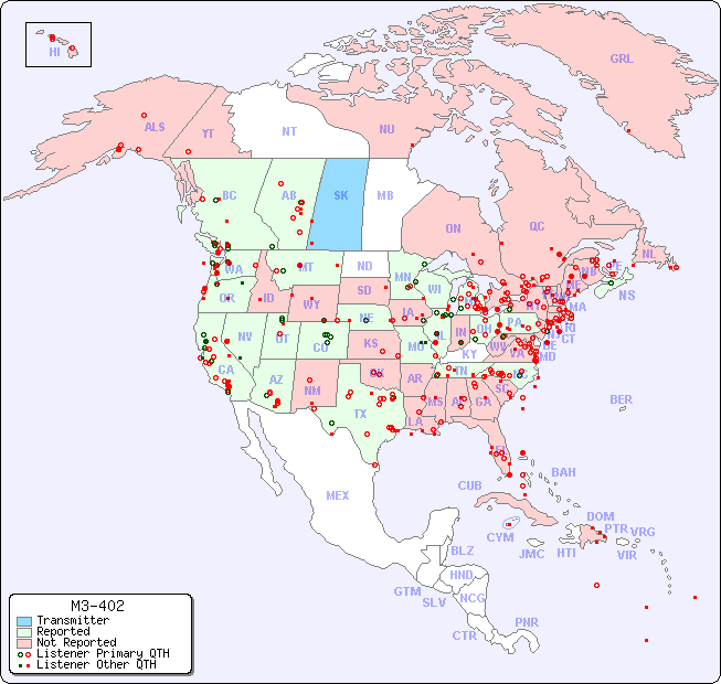 North American Reception Map for M3-402
