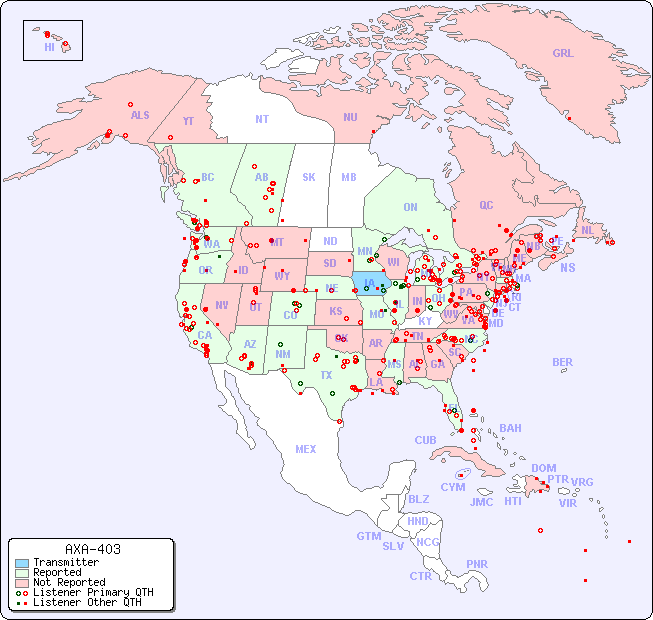North American Reception Map for AXA-403