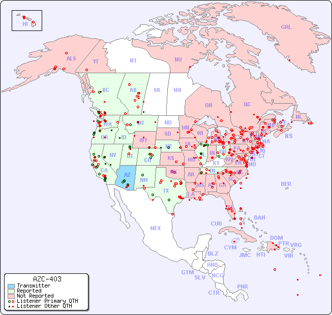 North American Reception Map for AZC-403