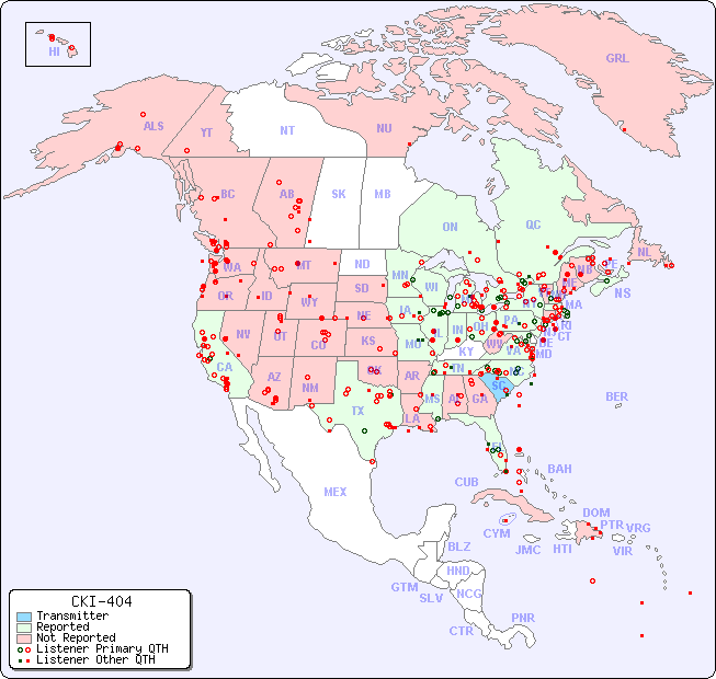 North American Reception Map for CKI-404