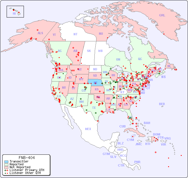 North American Reception Map for FNB-404