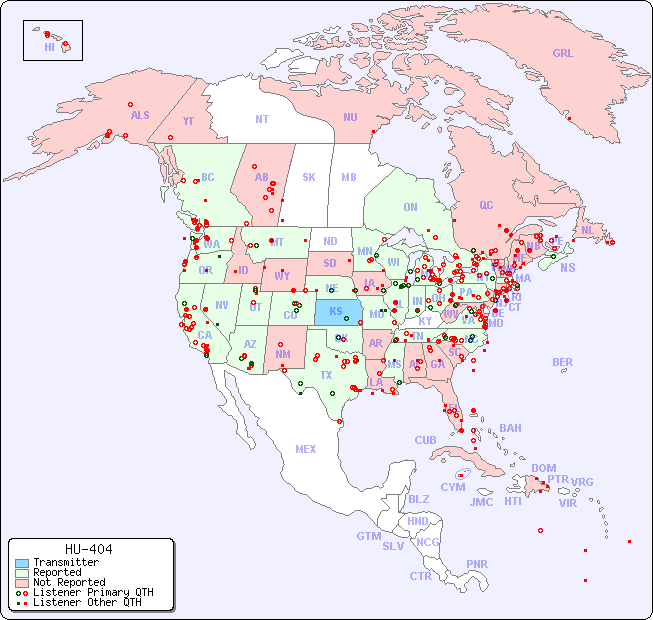 North American Reception Map for HU-404