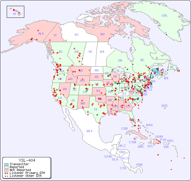 North American Reception Map for YSL-404