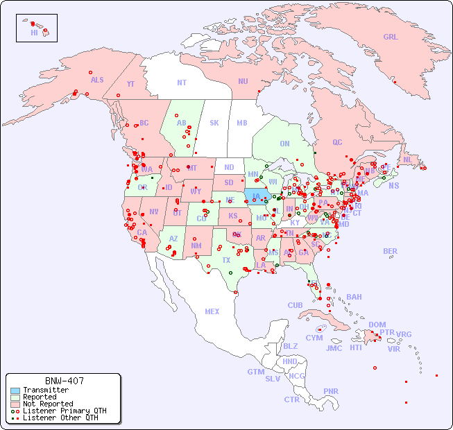 North American Reception Map for BNW-407