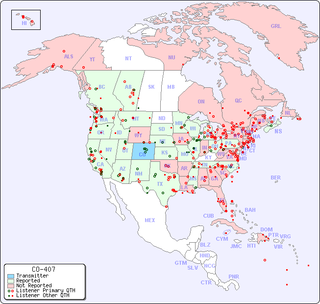 North American Reception Map for CO-407
