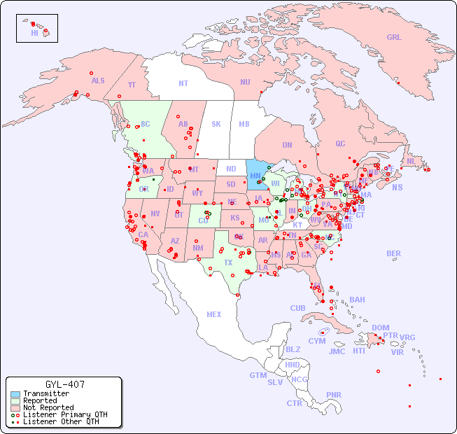 North American Reception Map for GYL-407