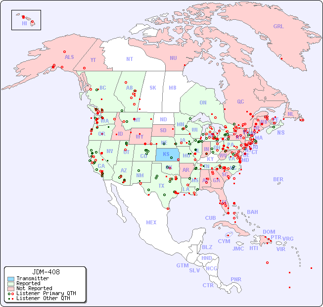 North American Reception Map for JDM-408
