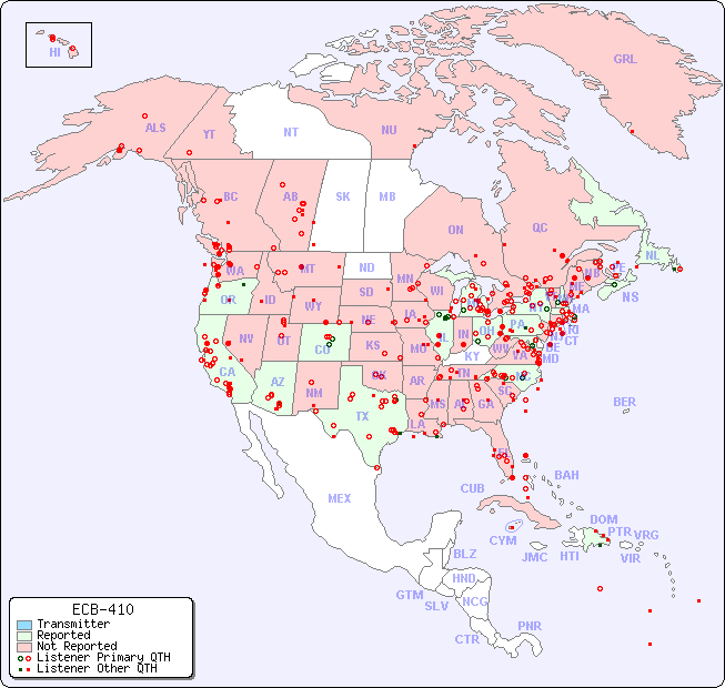 North American Reception Map for ECB-410