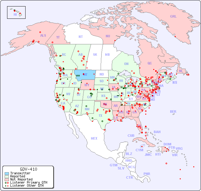 North American Reception Map for GDV-410