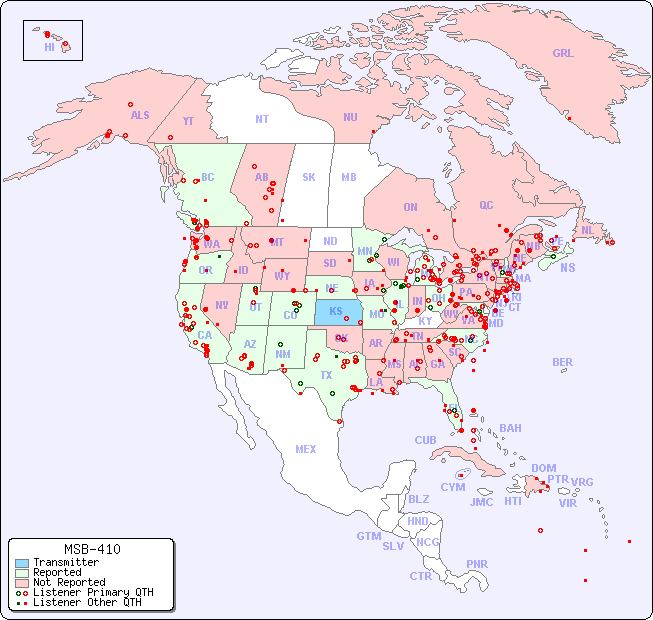 North American Reception Map for MSB-410